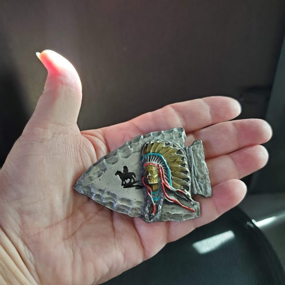 Vintage 1988 Siskiyou Pewter Arrowhead Chief Joseph Belt Buckle USA Western J80